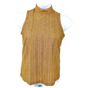 VINTAGE JAMI ORIGINALS GOLD METALLIC SLEEVELESS TOP - MED 14/34